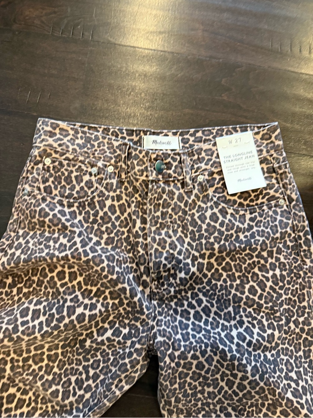 NWT Madewell Leopard-Print Straight Leg Jeans - Brown & Black